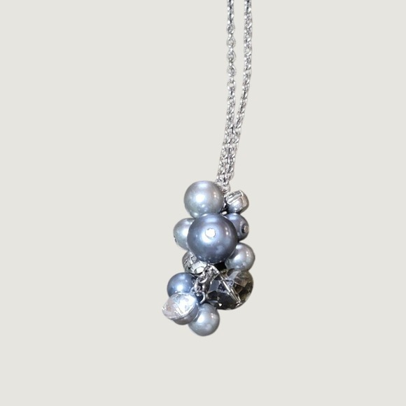 New York & Company Jewelry - New‎ York & Co Beaded Necklace Blue Silver Gray 18 inch Fashion Jewelry